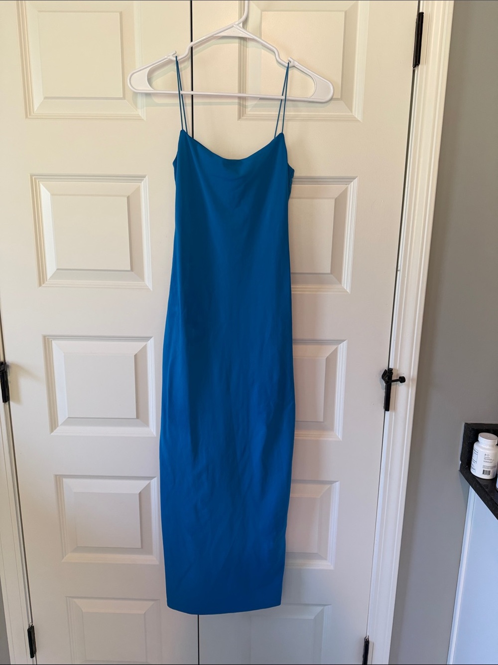Zara Cobalt Blue Midi Slip Dress with Spaghetti Straps